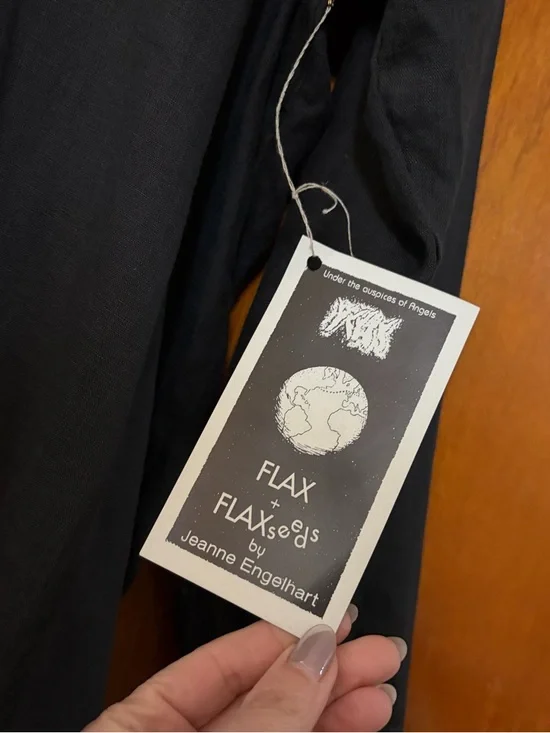 FLAX Designs Black Linen Long Sleeve Button Down Shirt - Picture 3 of 7